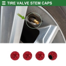 Motoforti Tire Valve Stem Caps Tyre Valve Dust Covers 8x16mm Decorative ABS Red 4 Pcs