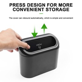 Your's Bath Car Trash Bin, Portable Mini Car Trash Can with Lid, ABS Waterproof Car Trash Bin for Auto Cars Home Office Car Interior Accessories