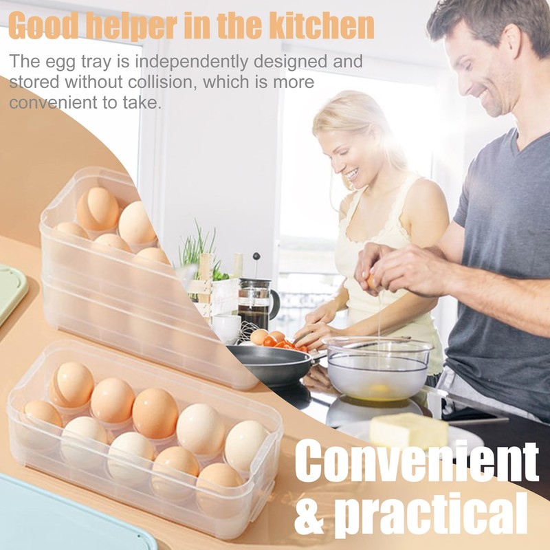 2 Pieces Egg Boxes with Lid for 10 Eggs, Egg