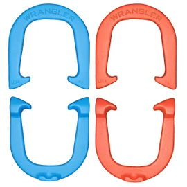 Wrangler Pro Pitching Horseshoes- Made in The USA (Red & Blue- Two Pair Set (4 Shoes))
