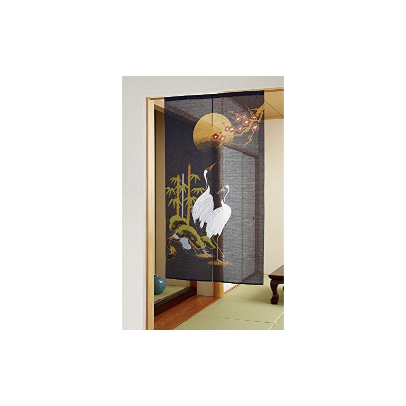 Pleasure Noren, Crane, Shochikubai, Width 33.5 x Length 59.1 inches