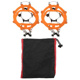 2Pcs Ice Traction Cleats Anti Skid Shoe Crampon Cover Snow Grips with 8 Spikes for Hiking Walking MountaineeringOrange