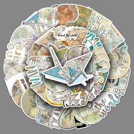 Vintage Map Sticker 50Pcs Vinyl Travel Map Stickers for Water Bottle Scrapbook Bumper Laptop Luggage Skateboard Cars Bike Guitar Computer,Aesthetic Funny Retro World Map Sticker for Teens Boys