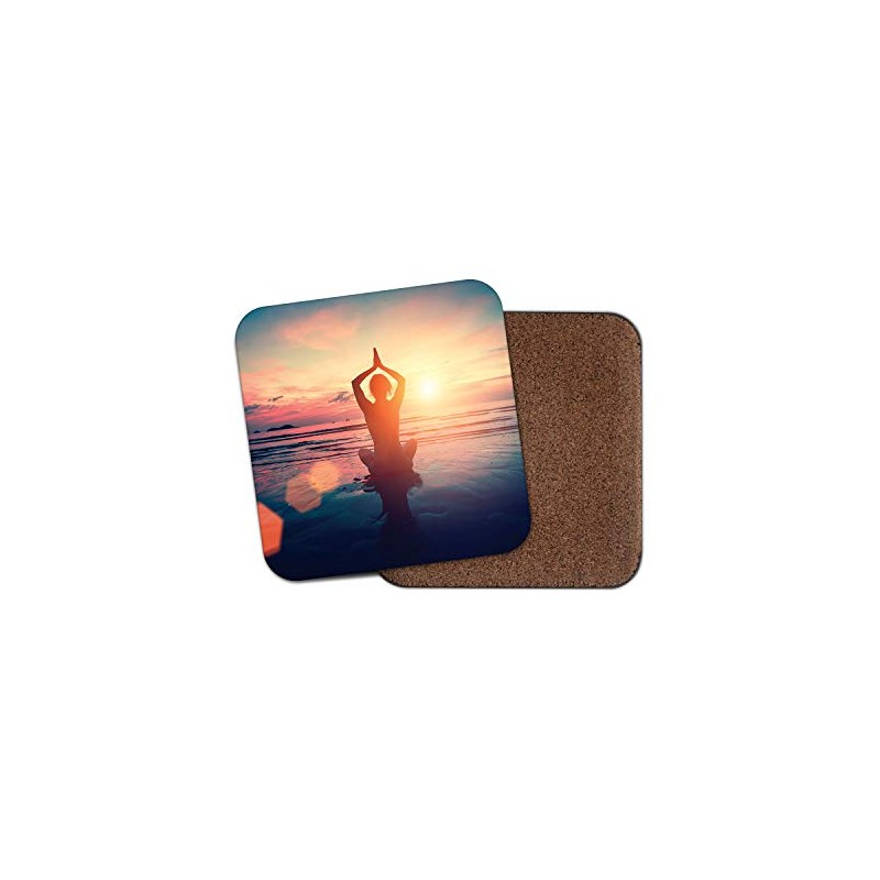 1 x Sunset Yoga Coaster - Beach Pilates Fitness Exercise