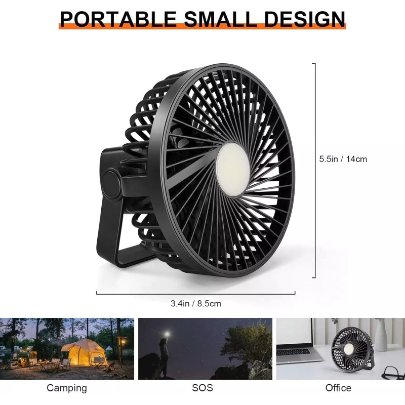 Odoland Camping Rechargeable Fan with Lantern, 7500mAh Battery Operated Fan