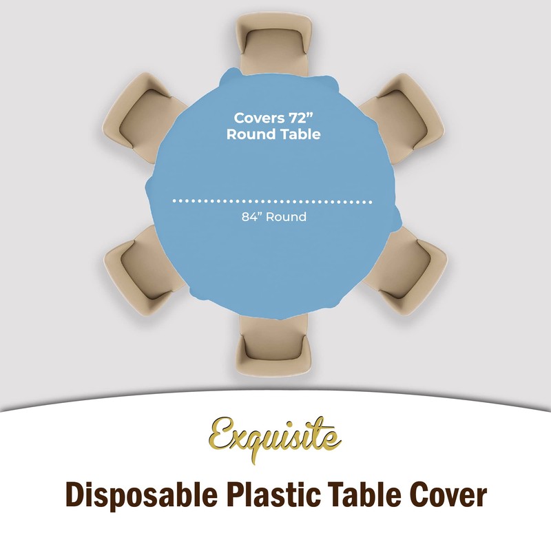 Party Solids 6-Pack Premium Plastic Tablecloth 84in. Round Plastic Table