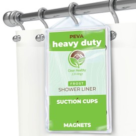 Clean Healthy Living Heavy Duty PEVA Frost Shower Curtain Liner with Magnets & Suction Cups - 70 X 72 in. Long