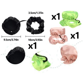 AOYEGIC Pack of 3 Cap Scrunchie Hair Elastics, Reusable Drink Cover, Anti-Spike Drink Cup Lid, Hair Band, Drink Protection Lid, Bracelet, Rave Accessories (Black, Pink and Green)