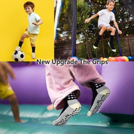 ELUTONG Kids Grip Soccer Socks Anti Slip Football Athletic Sports Crew Socks for 4-16 Years Youth Boys Girls (New Upgrade)