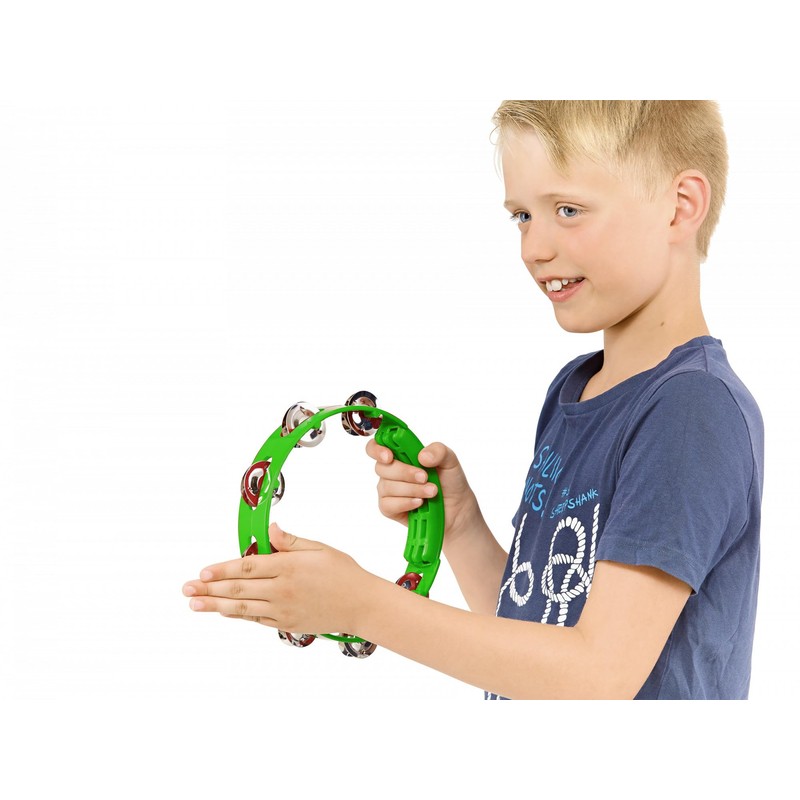 Nino Percussion NINO49GG Compact 8" ABS Plastic Handheld Tambourine, Grass