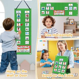 ALSLEA Visual Schedule for Kids with Autism Chore Chart for Kids Daily Routine Chart Autism Learning Materials Toddler Planning Board Visual Schedule for Classroom, Home with 124 Cards (Green)
