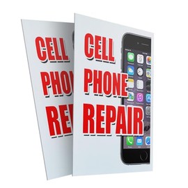 Cell Phone Repair (2-Pack) 24" x 36" Plastic Signs | Sign Insert 4mm Corrugated Plastic Signs Storefront Window Poster