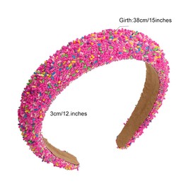 scicent Padded Headbands for Women Baroque Boho Jewelry Head Band Rhinestone Hair Band Wide Hairband Wide Bezel Girls Hair Hoop Headband - 16613