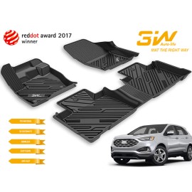 3W Floor Mats Front & Rear Row All Weather Car Liners for 2015-23 Ford Edge TPE