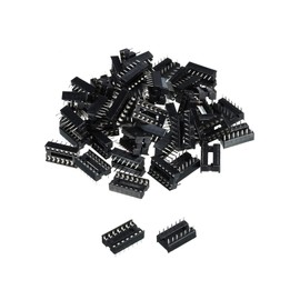 sourcing map DIP IC Chip Socket Adapter Flat Pin 14P 2.54mm Pitch IC Socket for PCB Board Chip 50 Pack