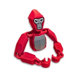 Flexible 3D Printed Gorilla Tag Figurine - Swinging Ornament with Bracket, The Best Stress Reliever for Holiday Gift Room Decor - Colour: Red