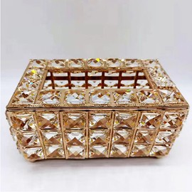 Tissue Box Crystal Iron Shining Paper Holder Home Accessories for Coffee Bar Hotel Living Room