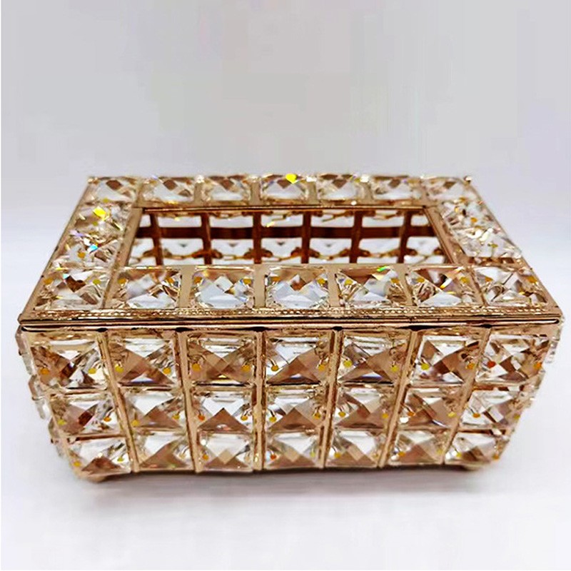 Tissue Box Crystal Iron Shining Paper Holder Home Accessories for