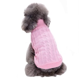 Small Dog Sweaters Knitted Pet Cat Sweater Warm Dog Sweatshirt Dog Winter Clothes Kitten Puppy Sweater (Small,Pink)