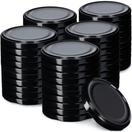 KADAX fi82 mm Screw Lid, Twist-Off Lid Set Made of Metal, Replacement Lids for Mason Jars, Lids with 6 Locking Teeth for Jars and Preserving Jars (Black, Pack of 50)