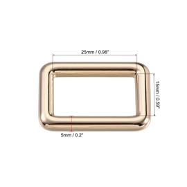 sourcing map Metal Rectangle Ring Buckles 25x15mm for Bags Belts DIY Gold Tone 8pcs