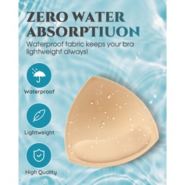 Adamotto Waterproof Bathing Suit Inserts 4 Pairs Push Up Bra Pads Inserts Removable for Swimsuits Sport Bikini, Black, D/E