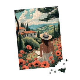 TUMBAUMBA, Jigsaw Puzzle 1000 Piece for Adults, Art Puzzle, Girl in The Poppy Field, Mate Finish, Poster Included (Poppy Field)