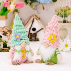 Pack of 2 Gnome Spring Decoration Spring Decoration Spring Gnome Flower Gnome Figures Decoration Spring Doll Flower Decoration Spring Decoration Figures Plush Dolls Gifts for Children Mum Mother's Day
