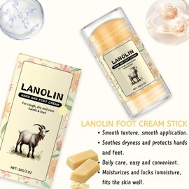 Lanolin Hand and Foot Cream Stick, Cracked Heel Repair Cream, Foot Moisturiser for Dry Feet, Heel Balm for Hard Skin & Calluses, Moisturising Foot Cream for Rough Hands and Feet,Hydrating & Nourishing