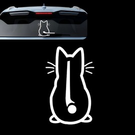 dawfall 1 PC Car Automotive Wiper Sticker, 12.6" x 7.87" Waterproof Windshield Wiper Decal, Cute Cat Waving Tail Rear Window Wiper Decoration, Universal for Most Cars (White)