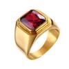 PMTIER Men's Stainless Steel Simple Gold Plated Ring with Square