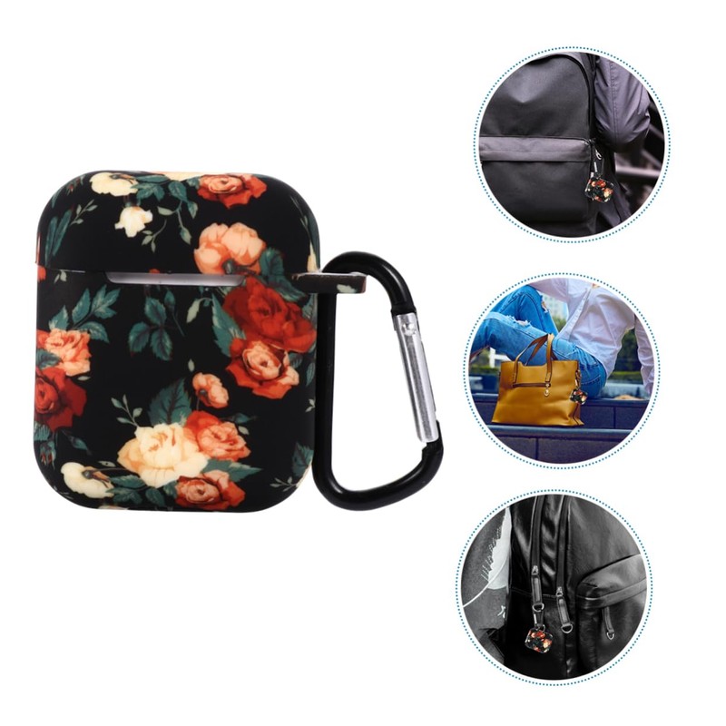 DOITOOL 1pc Earphone Protective Cover Compatible Floral Design Storage Bag