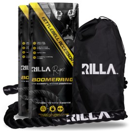 Rilla Rope Boomerang, Fitness Accessory Rope for Kettlebell, Dumbbell, Strength, Endurance Training, Flexibility, CrossFit, Home Gym, and Yoga, Multi Use Gym Equipment (Two Pack)