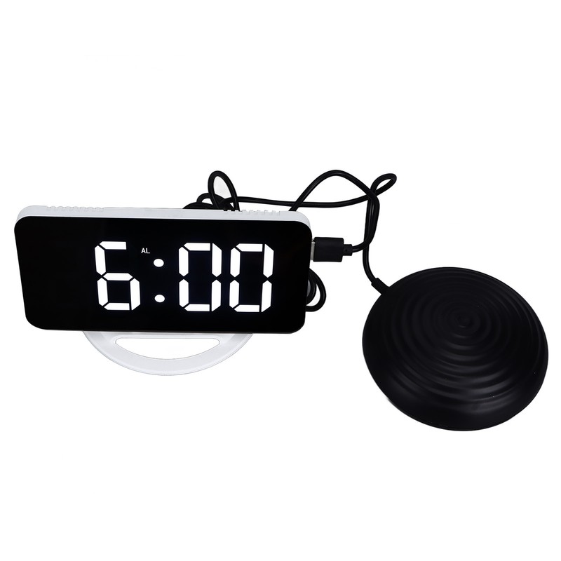 LED Digital Alarm Clock USB Charging Mirror Clock with 4
