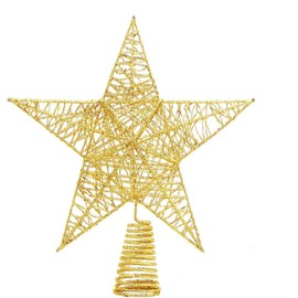 DIYASY Christmas Tree Topper,10inches Metal Glittered Star Xmas Tree Decoration Treetop for Xmas Home Decor