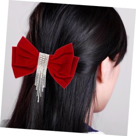 Baluue Large Hair Pins Rhinestone Embellished Bow Clips White Hair Bow Barrette for Women Girls