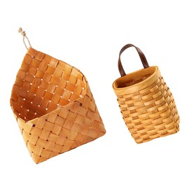 Parliky Set of 2 Woven Storage Baskets Wall-mounted Mesh Storage Bins Home Decorative Flower Holders Folding Basket Collecti