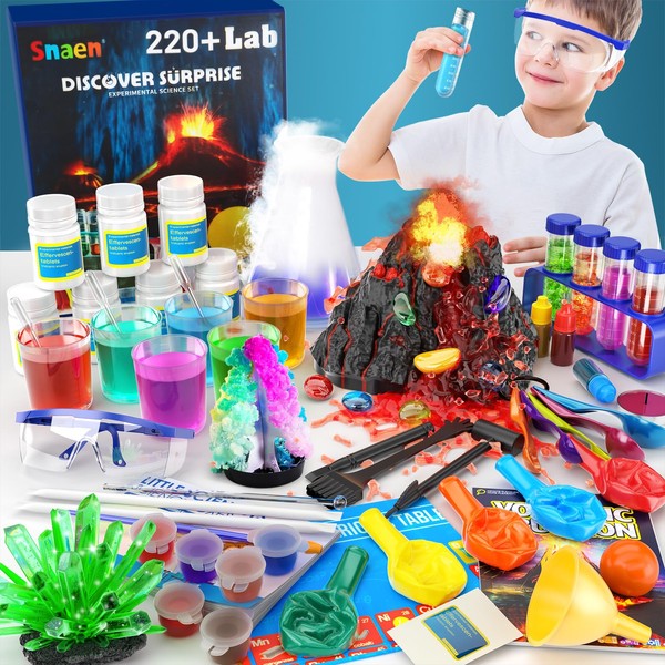 SNAEN 220+ Lab Experiments Science Kits, Chemistry Set, Crystal Growing, Erupting Volcano, STEM Activities Educational Toys Gifts for 6 7 8 9 10 11 Years Old Boys Girls Kids Toys