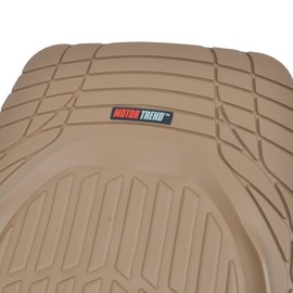 Motor Trend FlexTough Deep Dish Heavy Duty Rubber Floor Mats & Cargo Liner All Weather (Beige) - Complete Coverage Set