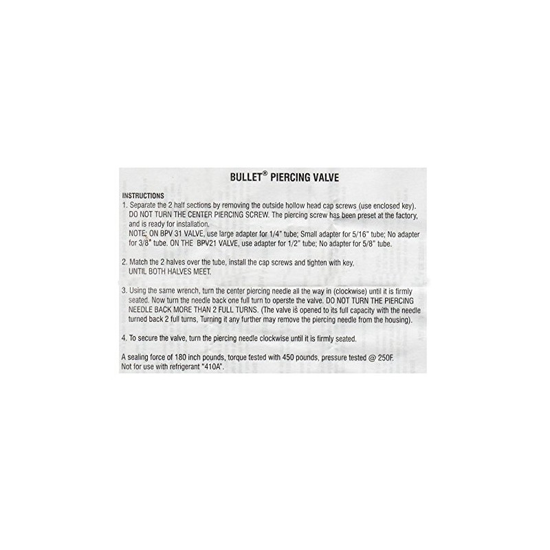 Supco BPV31 Bullet Piercing Tap Valve 1/4 In, 5/16 In,