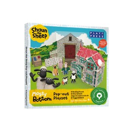 PLAYPRESS Shaun The Sheep Mossy Bottom Pop-out Playset - Includes Farmers House, Shaun the Sheep, Timmy the Sheep & Other Characters - Eco-Friendly Building Toys - Construction Toys for Ages 5+