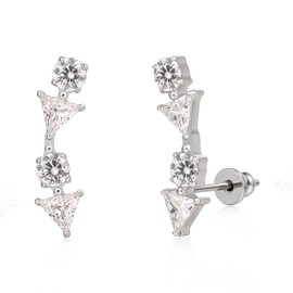 Limerencia Titanium Stud Earrings for Women, G23 Implant Quality Medical Earrings, Nickel-Free Health Plugs for Sensitive Ears, Titanium, Zircon