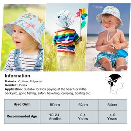 Jupsk Kids Bucket Hat, Unisex Child Summer Protection Hat, Foldable Beach Cap with Adjustable Chin Strap UPF 50+ Outdoor Play
