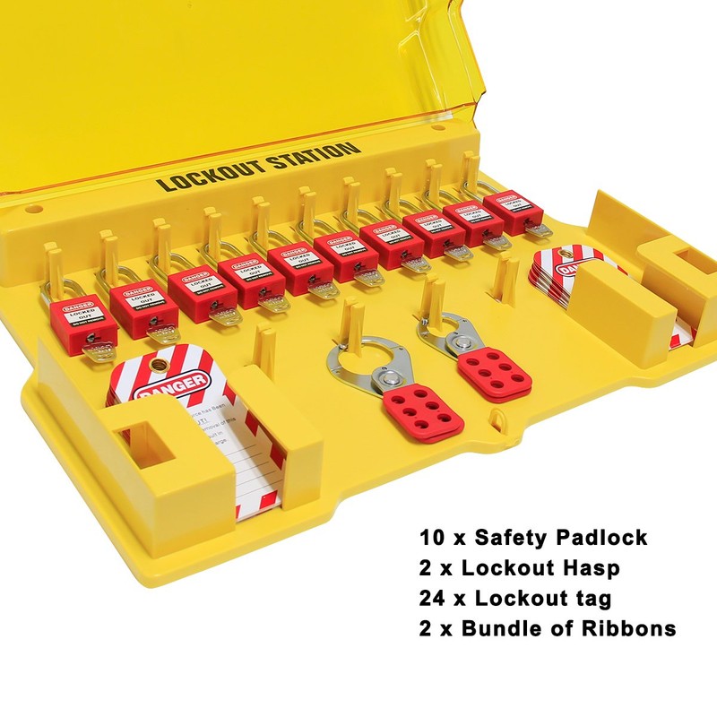 Wisamic Lockout Tagout Station with Cover, Includes 10 Key Different