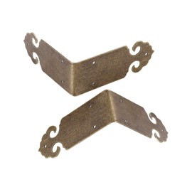 Tiazza 4Pcs Vintage Pure Copper Corner Protectors Braces Antique Brass Decorative Corner Guard Edge Cover (Antique Bronze)