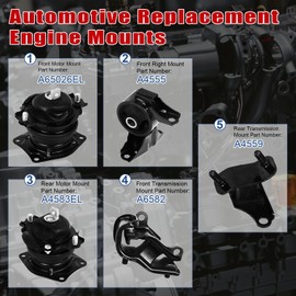 5Pcs Engine Motor Mount Compatible with Honda Odyssey V6 3.5L 2005 2006 Transmission Mount Set, Replace A4555 A4559 A65026EL A4583EL A6582