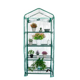 Kelived 4 Tier Mini Greenhouse, Portable Greenhouse with PVC Cover for Indoor Outdoor, 27 x 19 x 62 Inch Small Gardening Green House