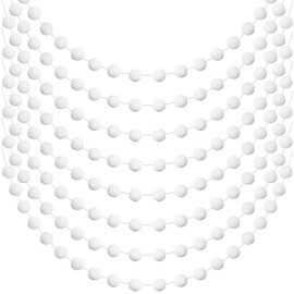 Tegeme 8 Pieces Christmas Pom Pom Felt Ball Garland 6.6 ft Long 20 Balls Garland Hanging Pom Pom Banner Xmas Tree Decoration(White)