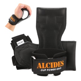 Alcides Power Grip, Leather, Orange Color, SUP, Genuine Leather Gloves, Grip Assistance, Leather Grip, Pull Up Gloves, For Training, Upgraded, Injury Prevention, Anti-Slip, Unisex, Left & Right Set,