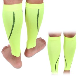 [NMJ] ふくらはぎ サポーター (2枚入り) カーフスリーブ スポーツ 肉離れ対策 (XL, イエローグリーン)